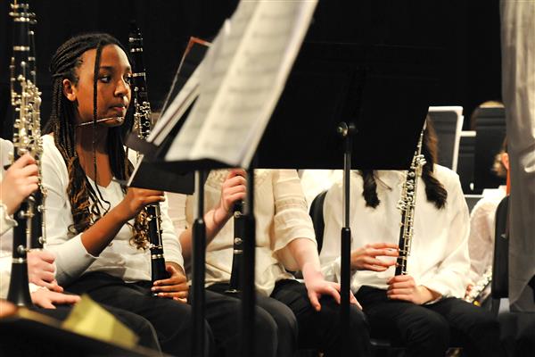 Students performing at the 2023-2024 All County Band Concert